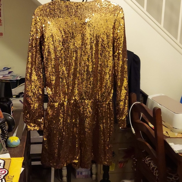 Gold Sequin Romper - Picture 2 of 5